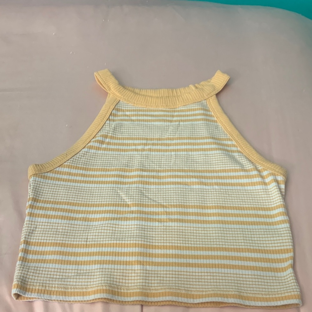 American Eagle Outfitters Mustard and White Striped Top